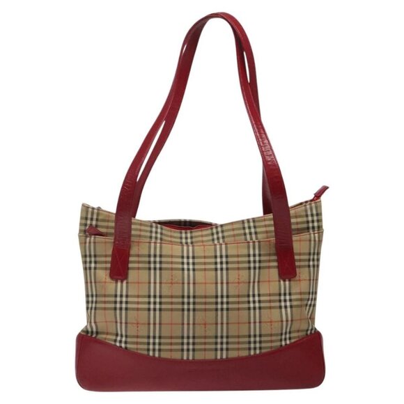 BURBERRY Nova Check Tote Bag Canvas Beige Gold Auth - Picture 3 of 16